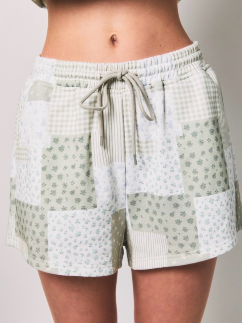 Le Lis Sage Patchwork Drawstring Athletic Shorts